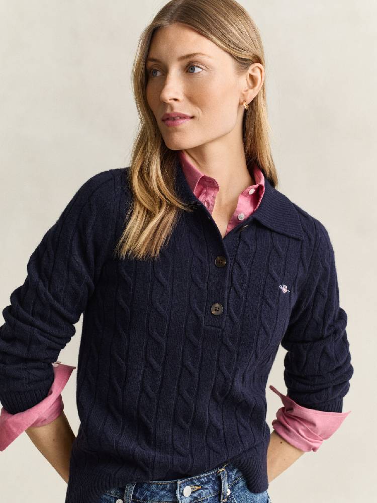 LAMBSWOOL CABLE KNIT RUGGER