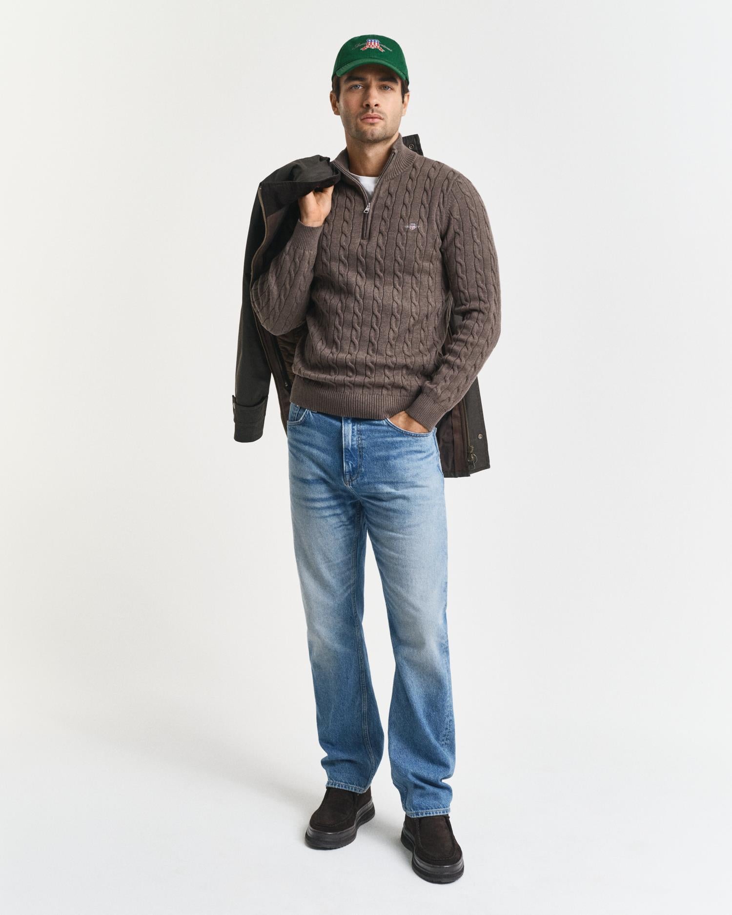 COTTON CABLE HALF ZIP