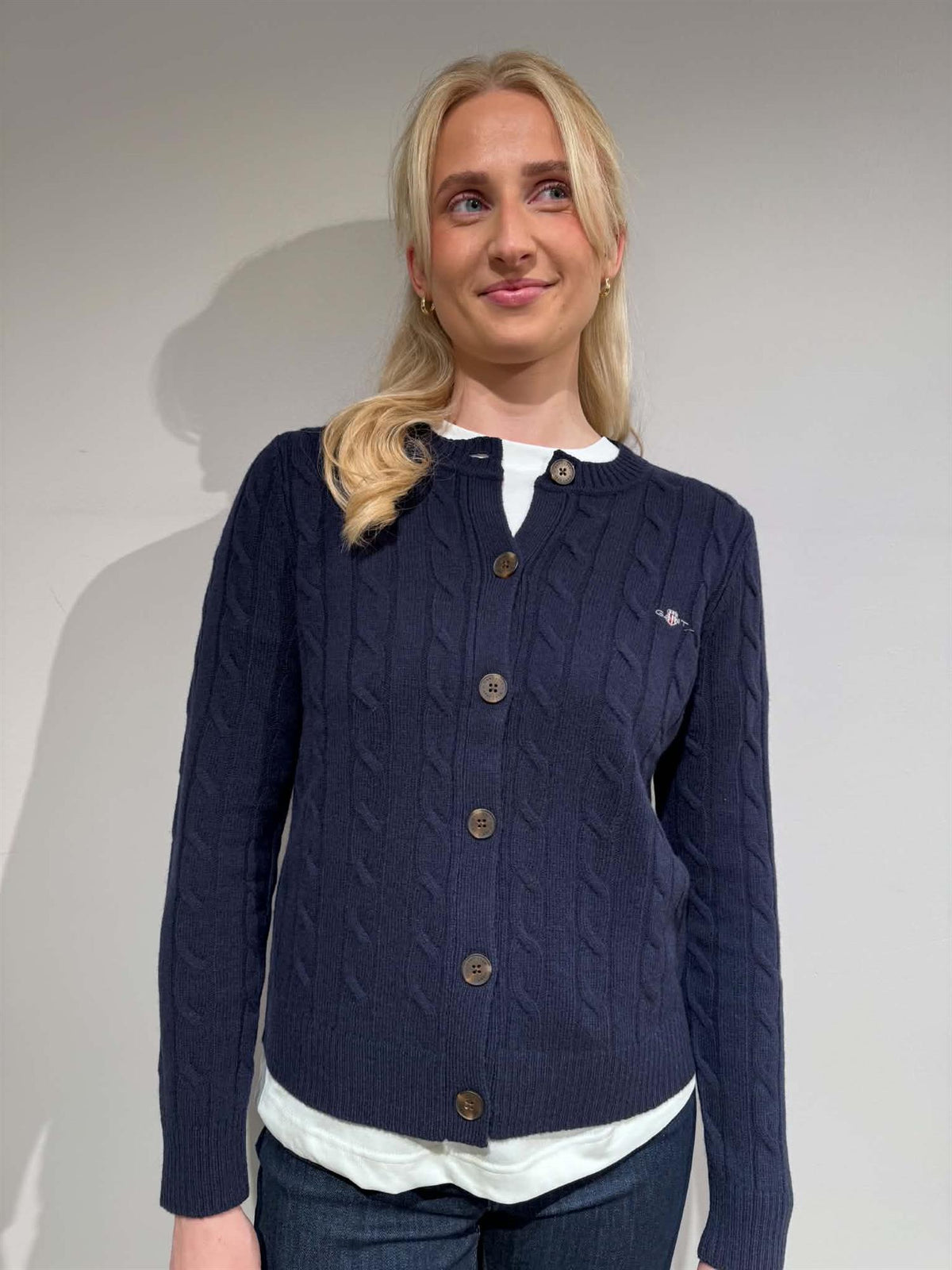 Kabelstrikket Cardigan I Lammeull