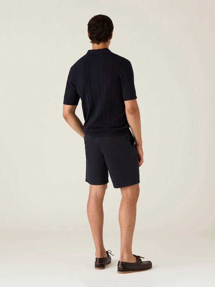 Short Sleeve Cable Knitted Polo Sweater