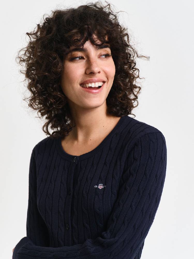 Stretch Cotton Cable Cardigan