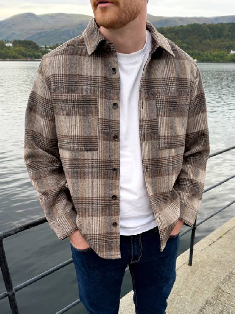 Brushed check overshirt