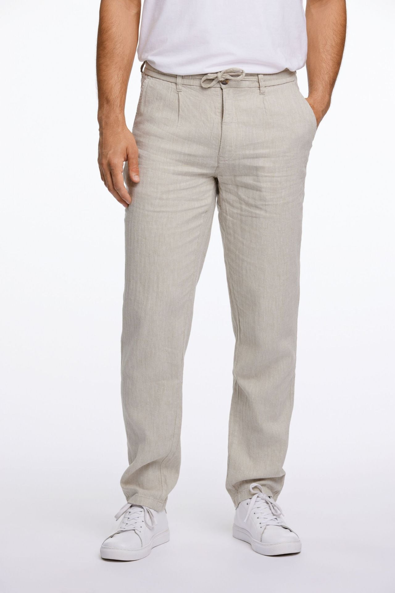 Linen blend herringbone pants