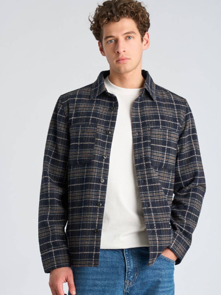 Brushed check overshirt