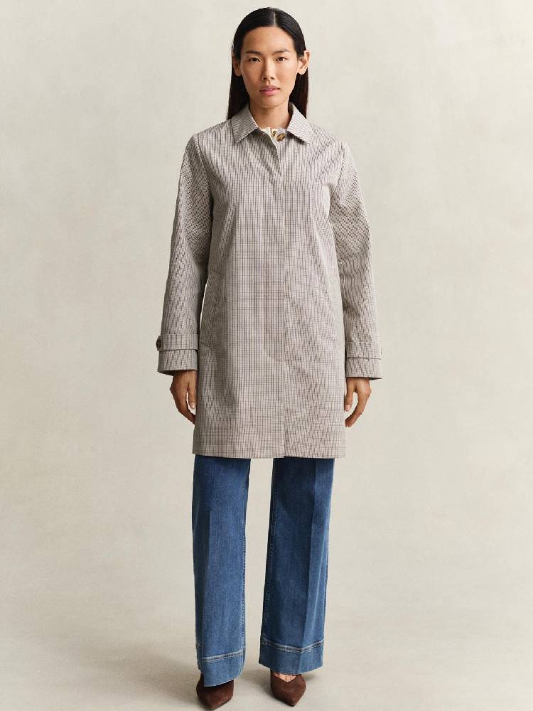 Checked Cotton Blend Car Coat