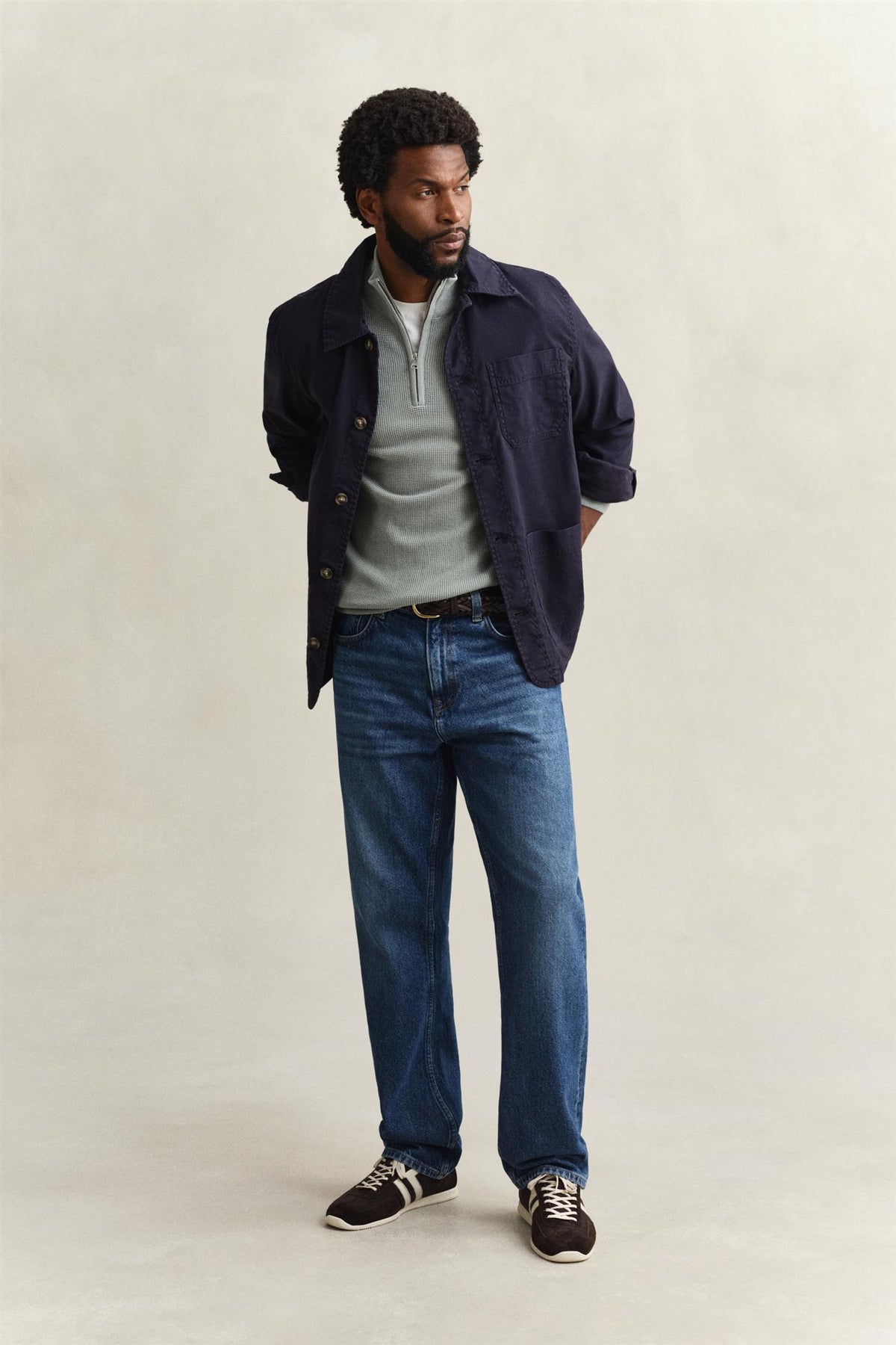 Micro Textured Cotton Half Zip