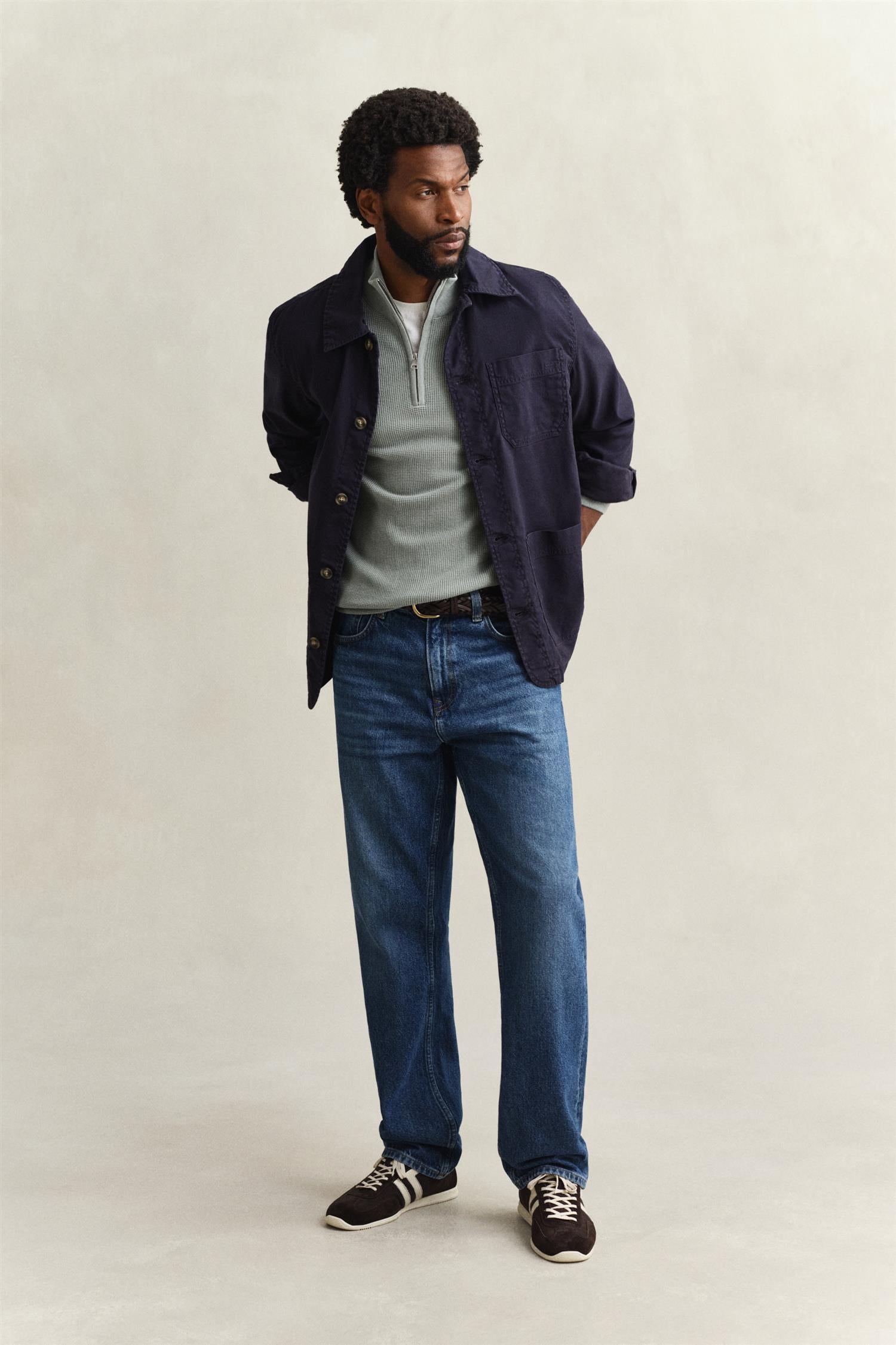 Micro Textured Cotton Half Zip