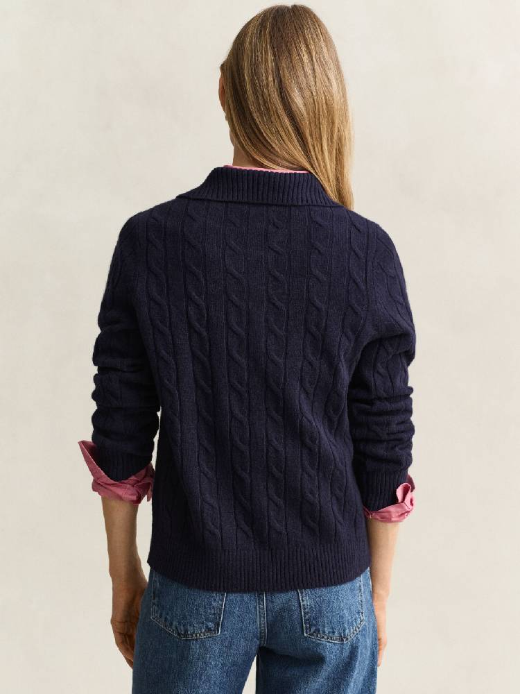 LAMBSWOOL CABLE KNIT RUGGER