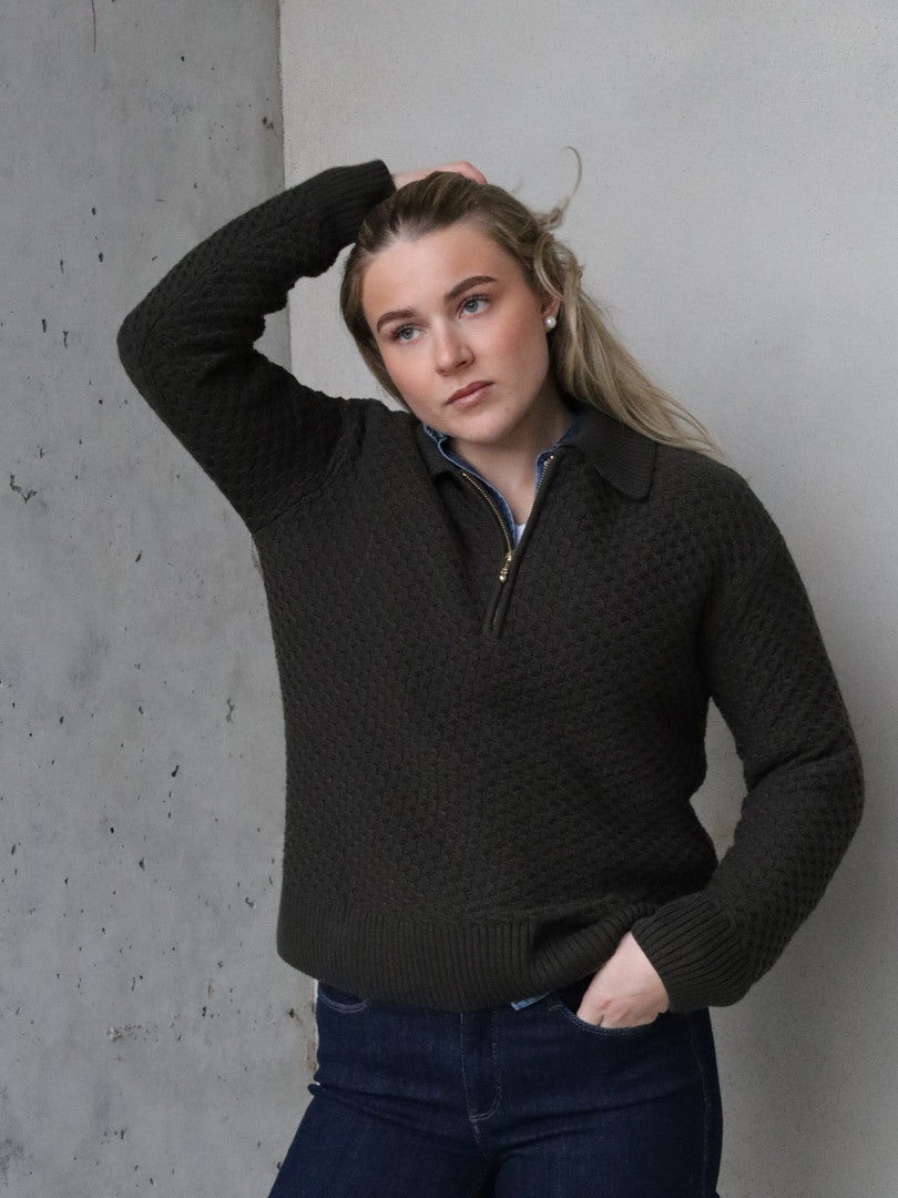 Cotton Texture Half Zip
