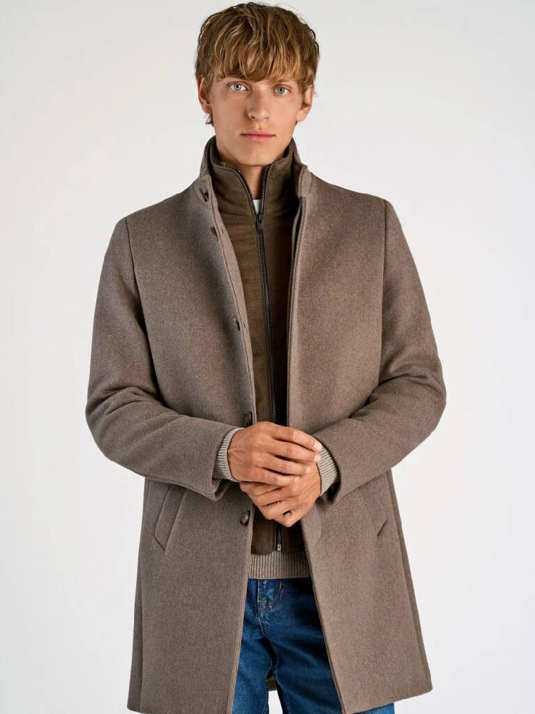 Detachable collar wool coat