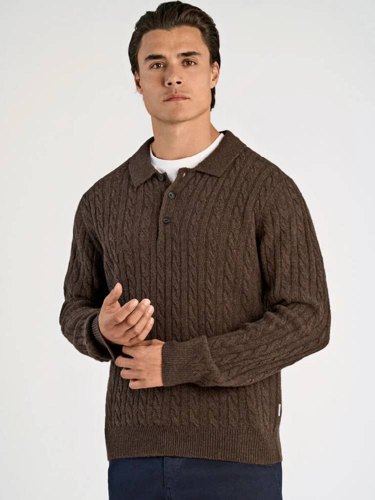 Lambswool L/S button polo