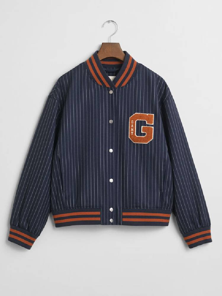PINSTRIPE VARSITY JACKET