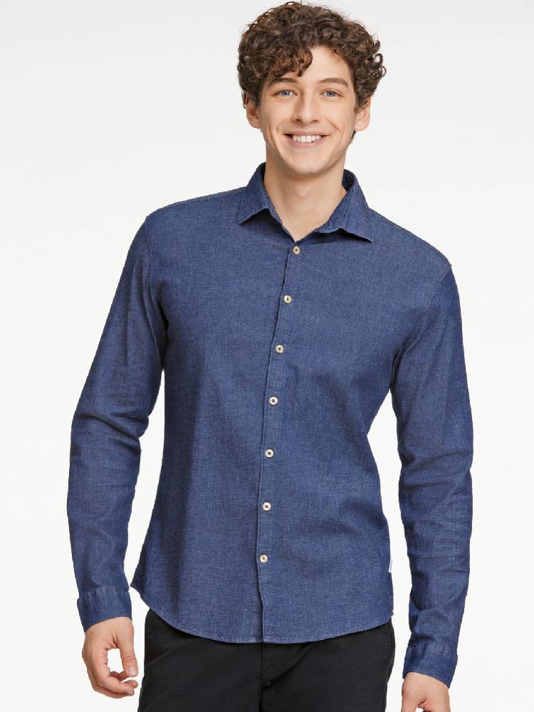 Soft indigo stretch shirt L/S