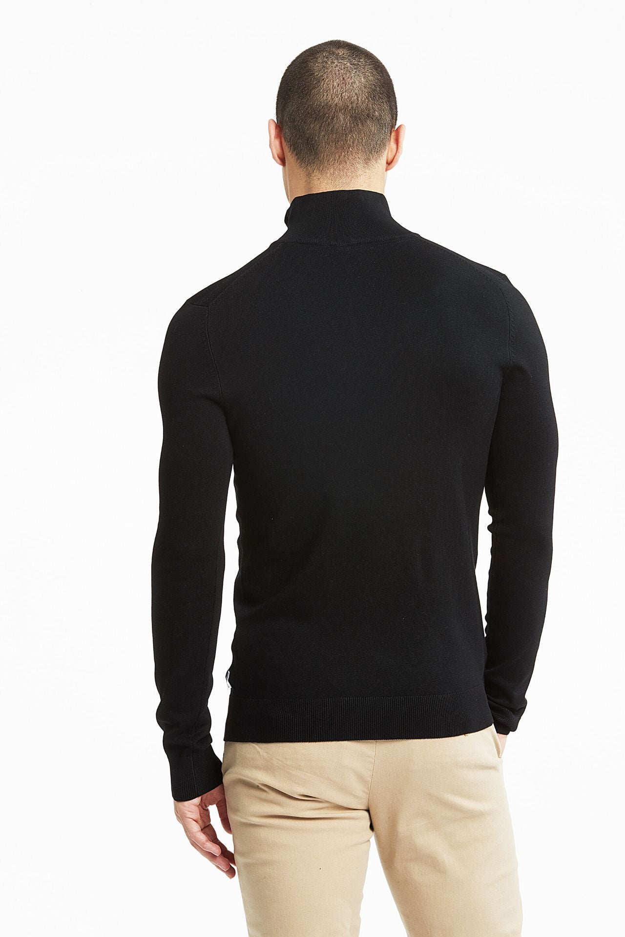 Half zip mélange knit