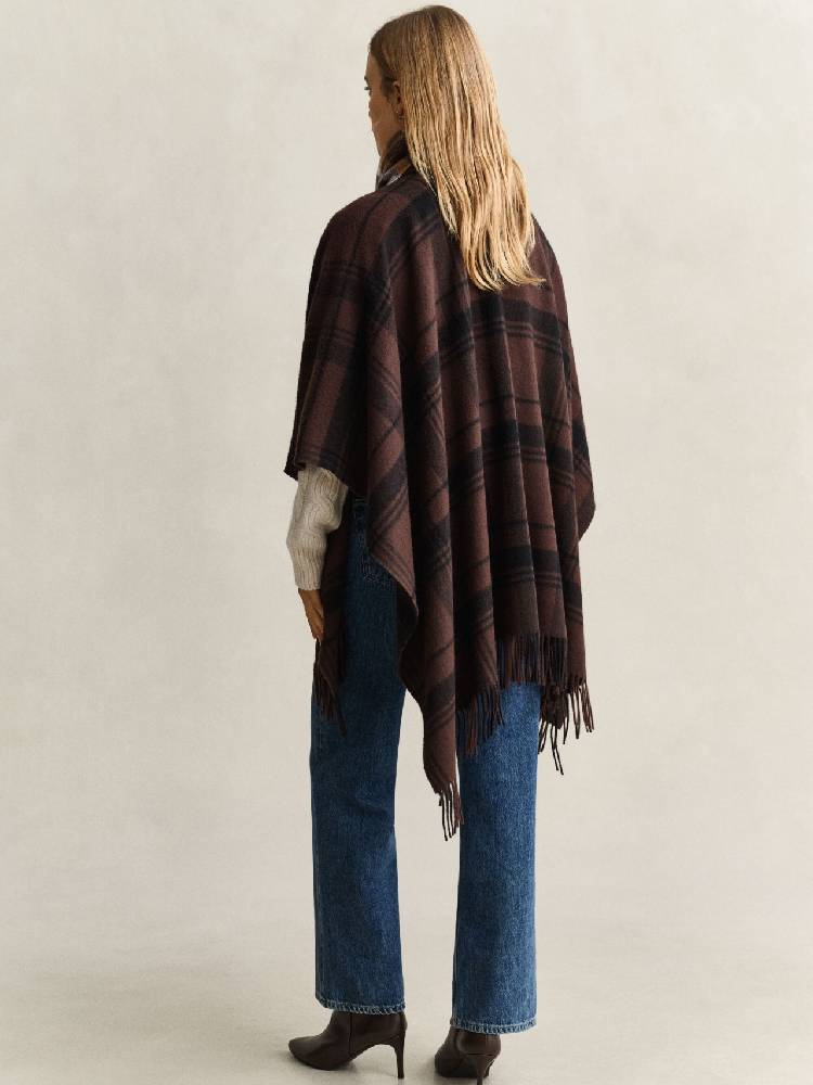 Check Wool Poncho