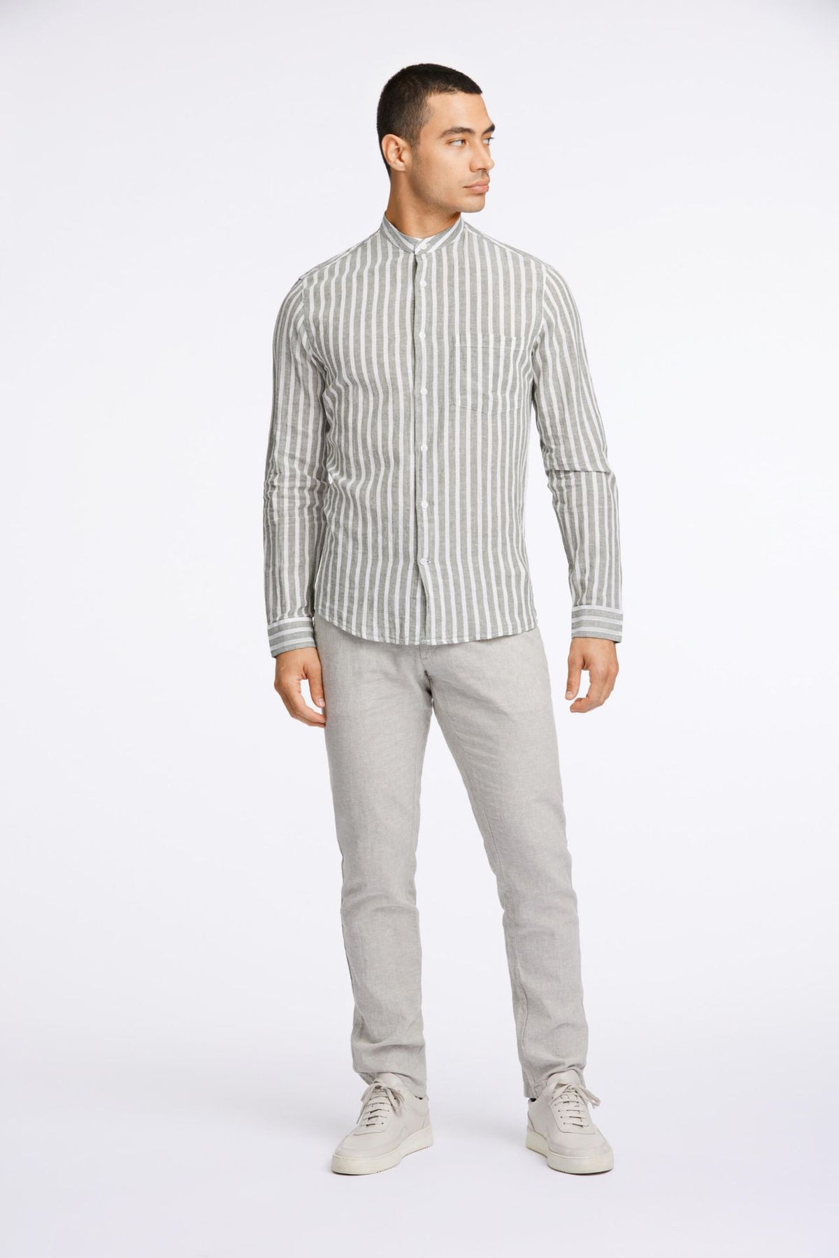 Striped cotton/linen shirt L/S