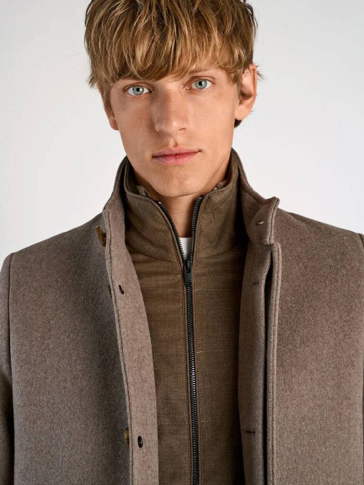 Detachable collar wool coat