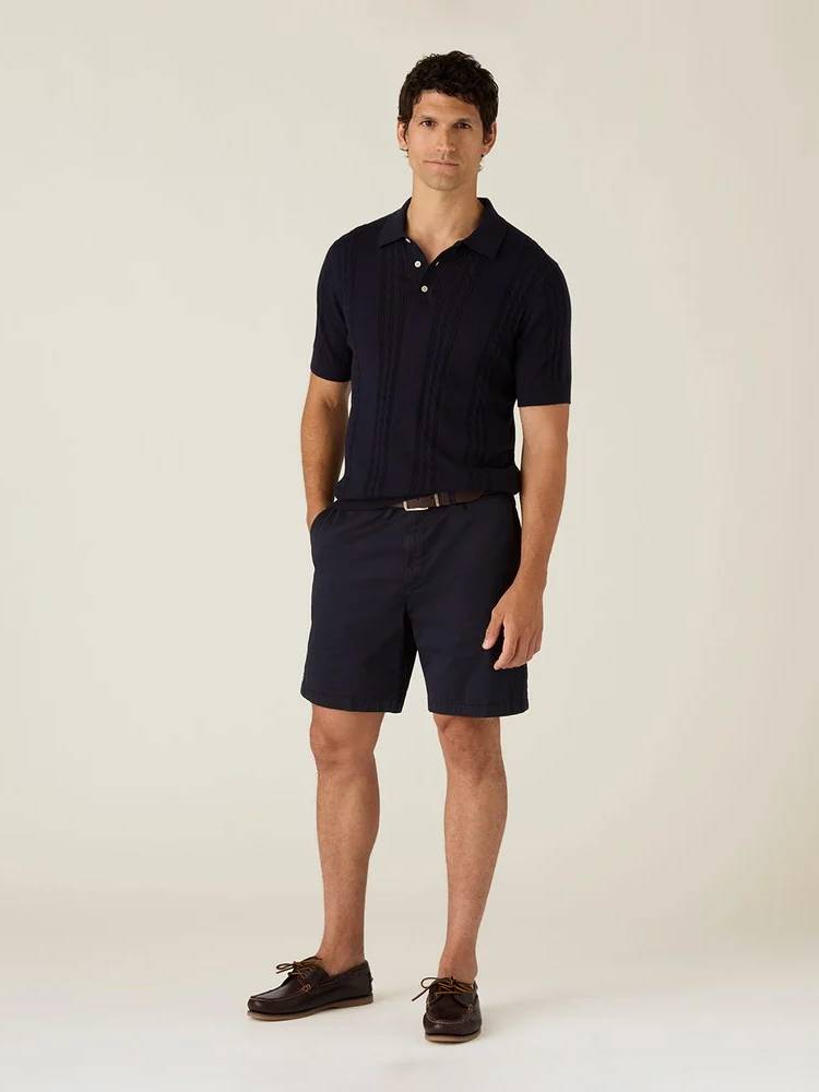 Short Sleeve Cable Knitted Polo Sweater