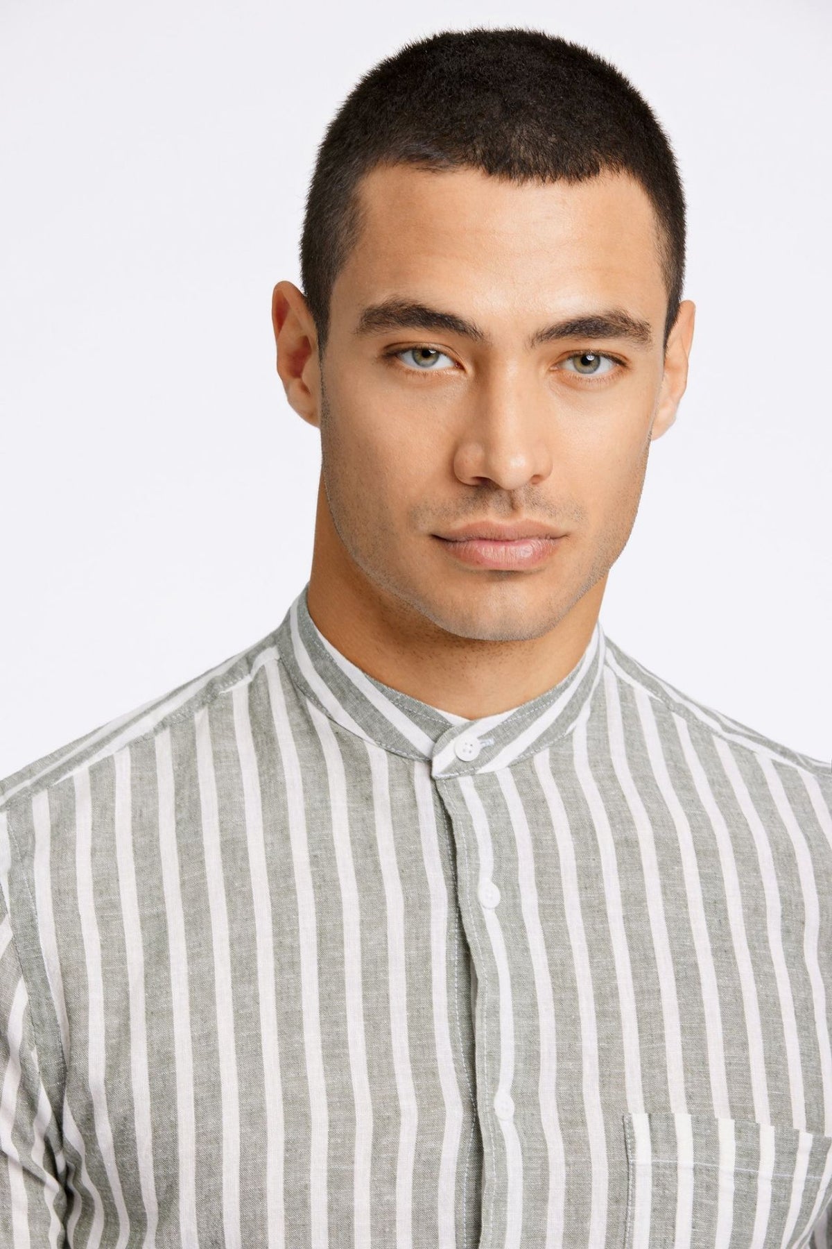 Striped cotton/linen shirt L/S