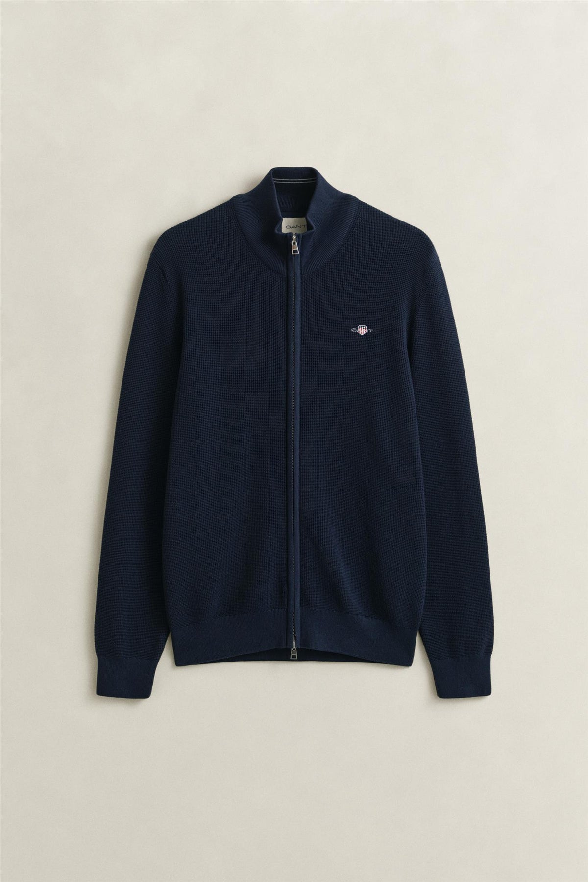 Micro Textured Cotton Zip Cardigan