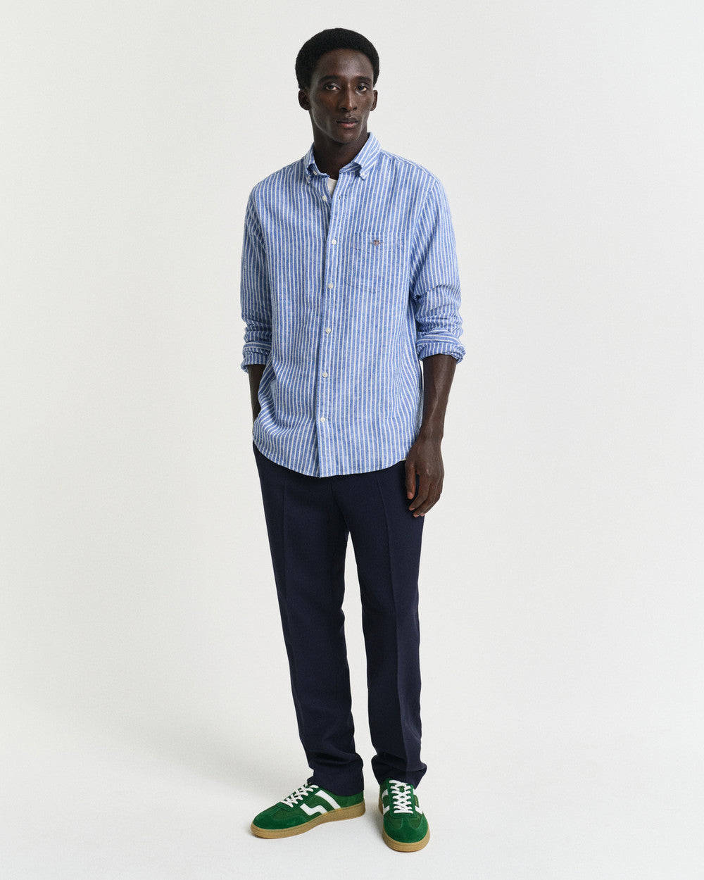 REG COTTON LINEN STRIPE SHIRT