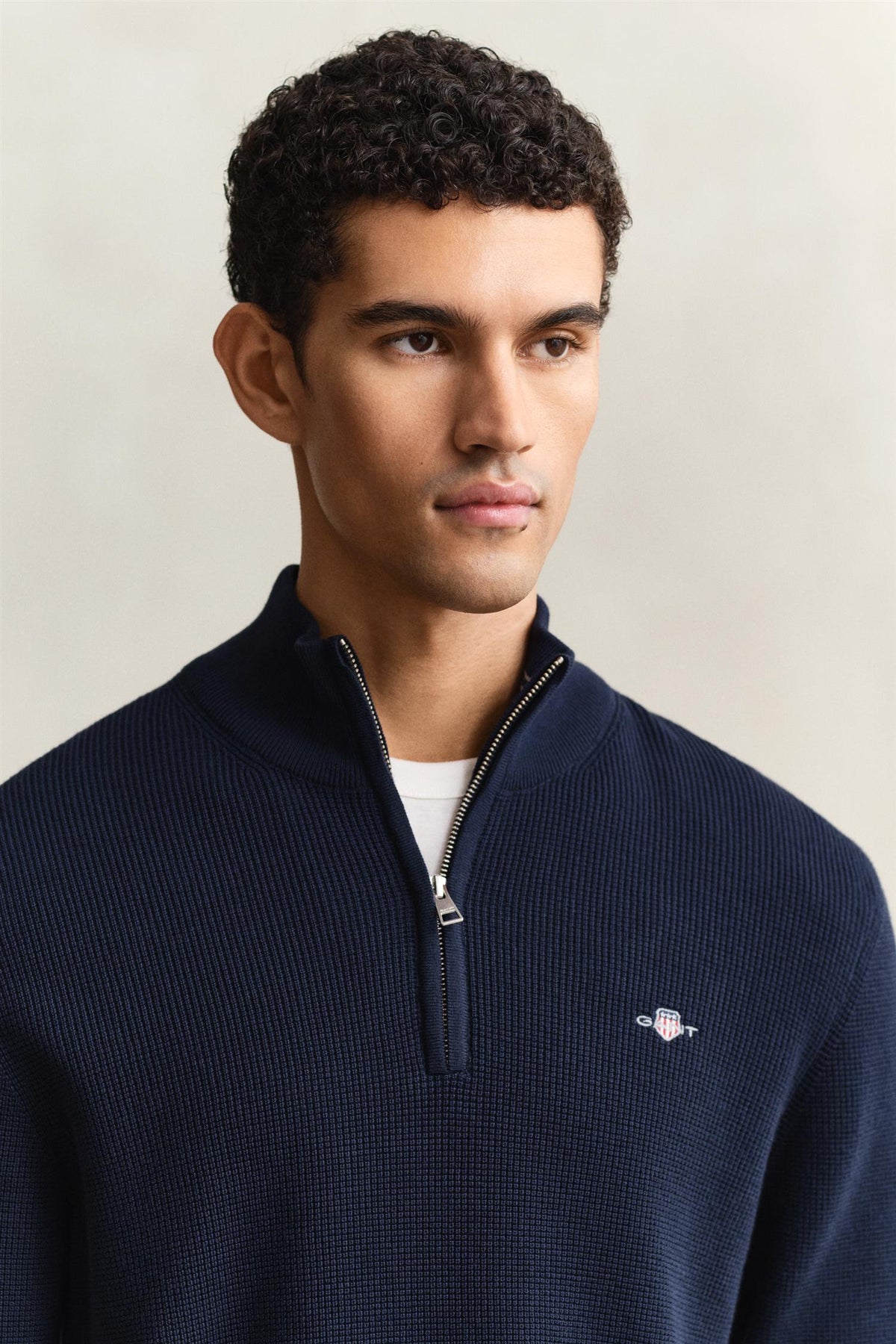 Micro Textured Cotton Half Zip