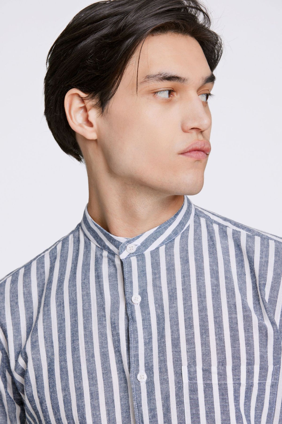 Striped cotton/linen shirt L/S