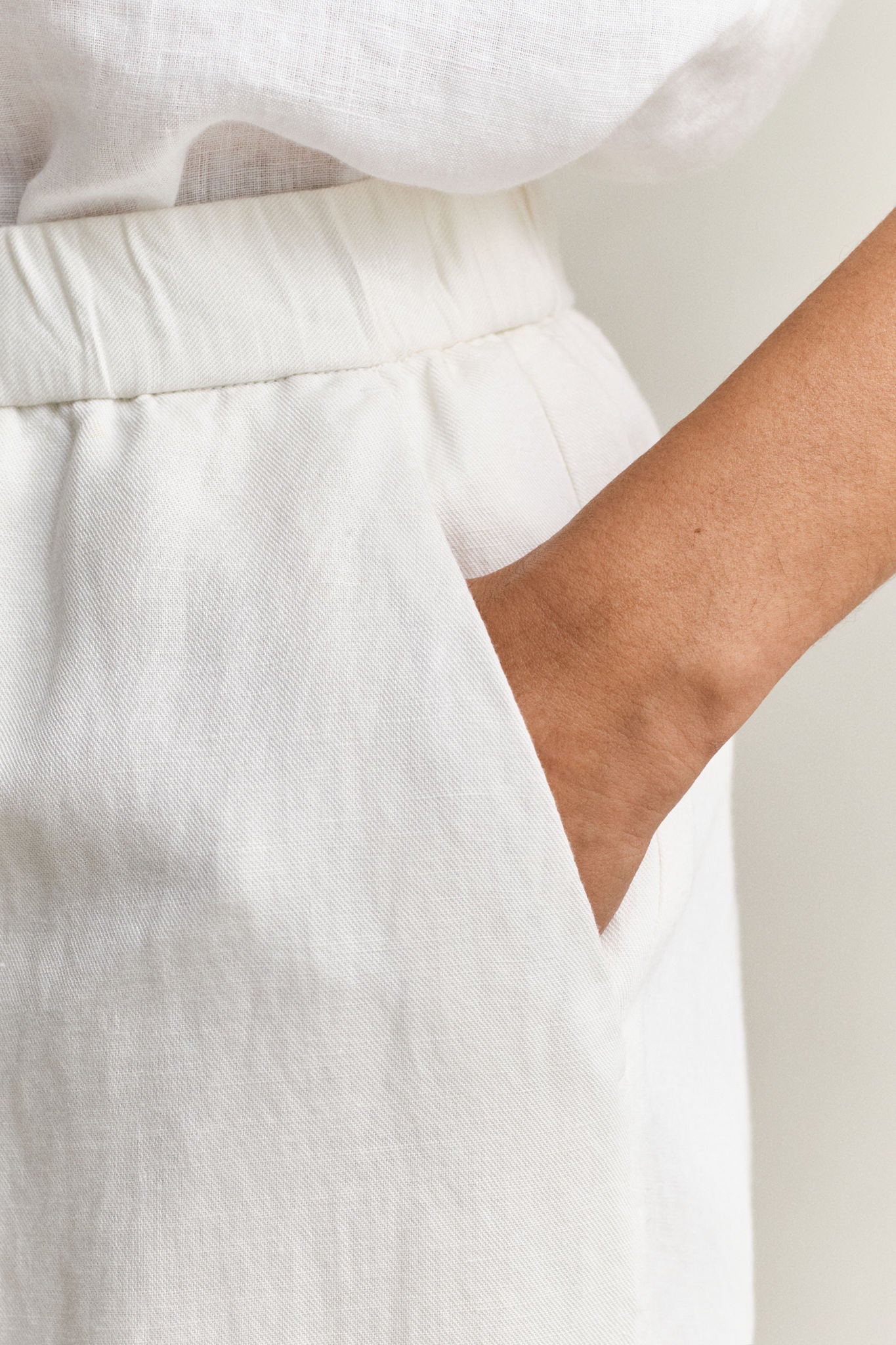 Linen Blend Pull On Pants