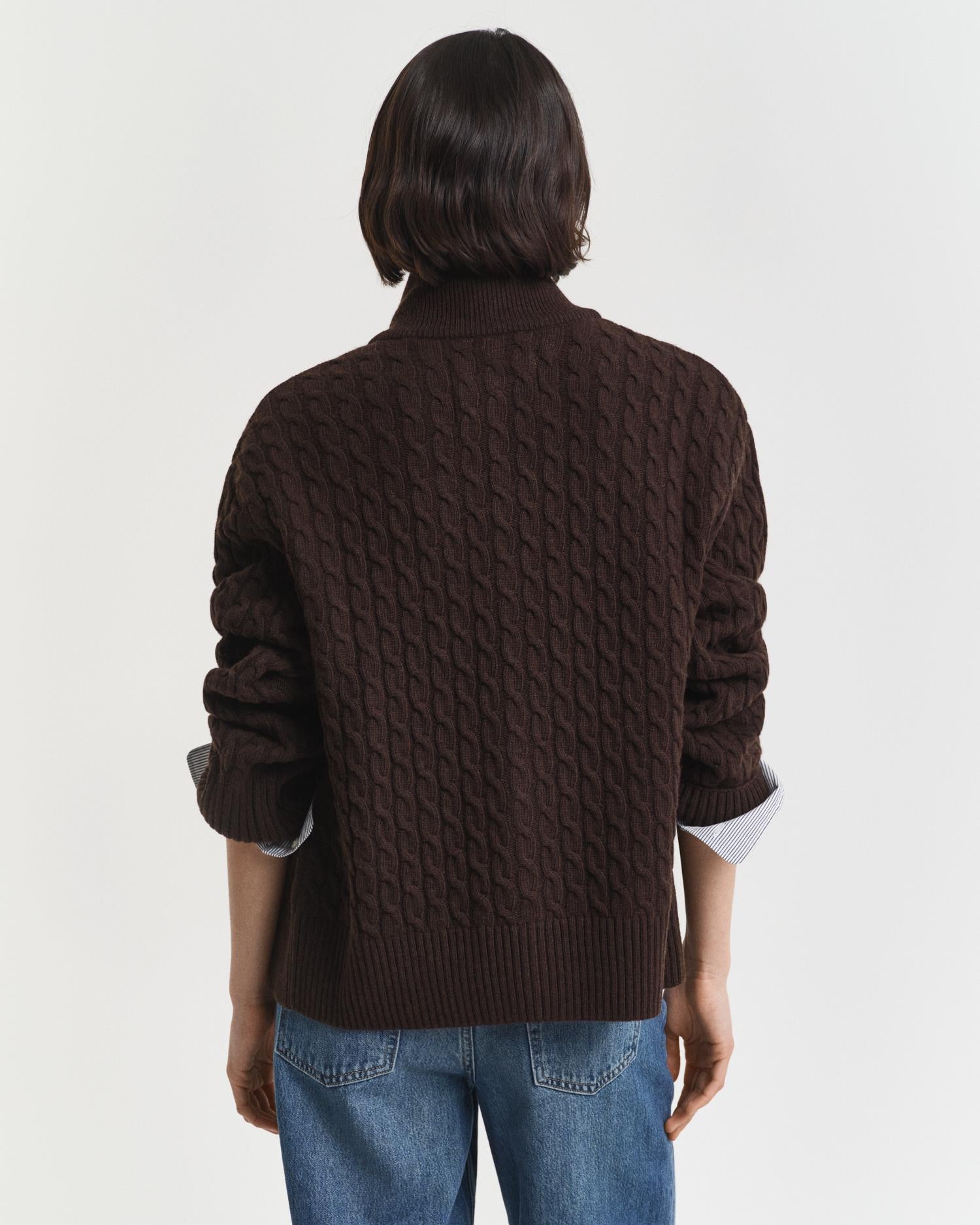 CABLE KNIT ZIP CARDIGAN