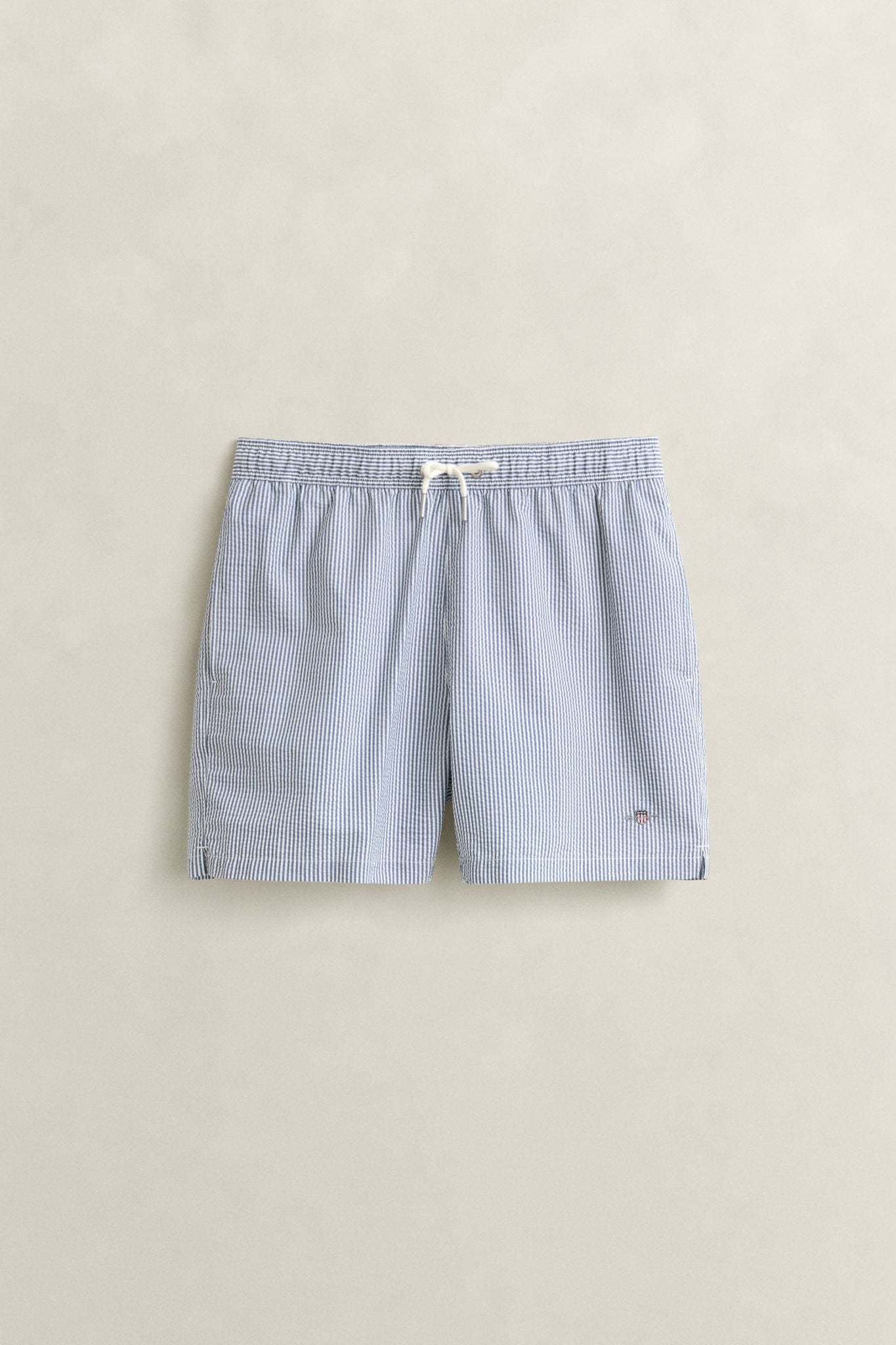 Stripete Badeshorts Med Seersucker-Motiv
