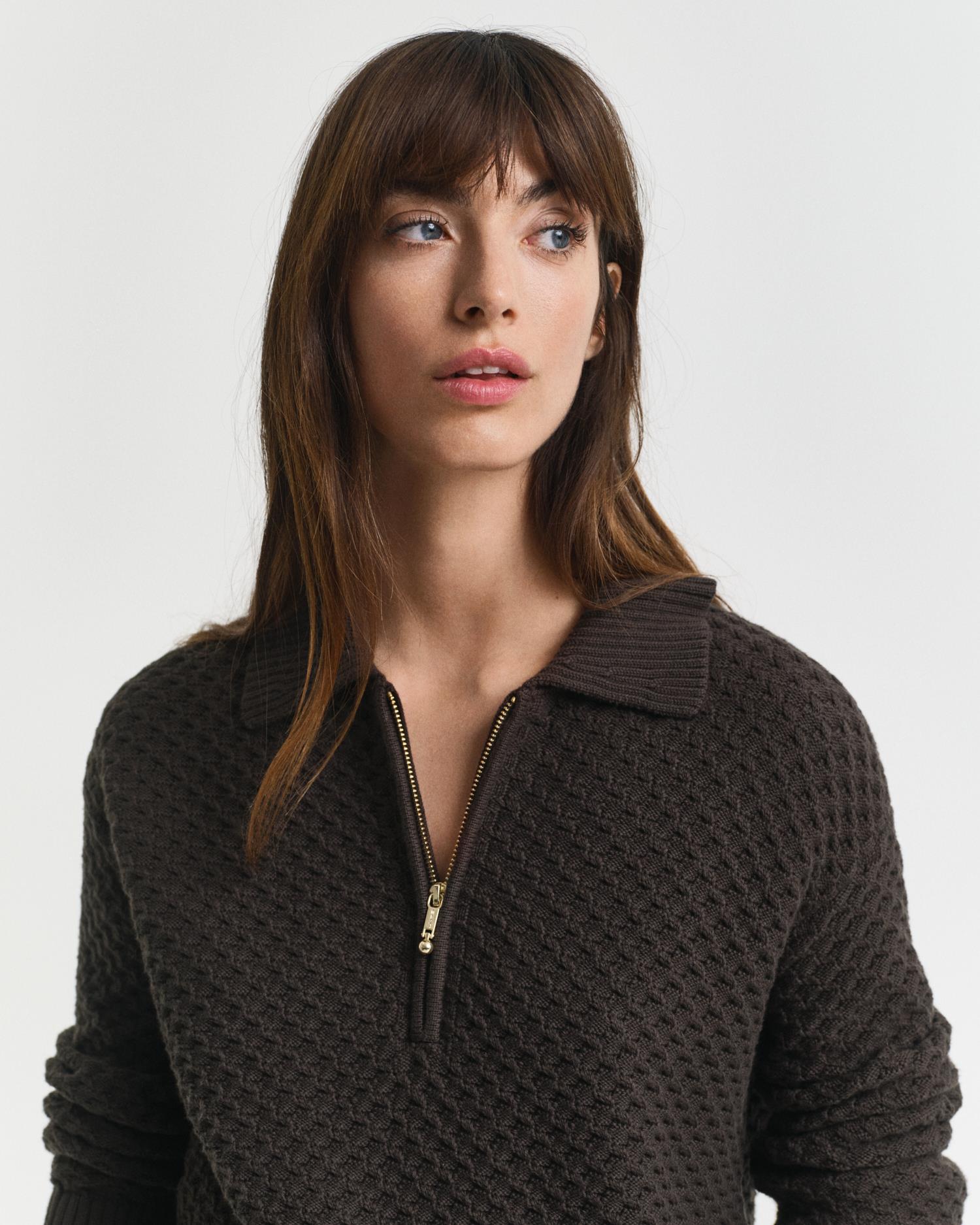 Cotton Texture Half Zip