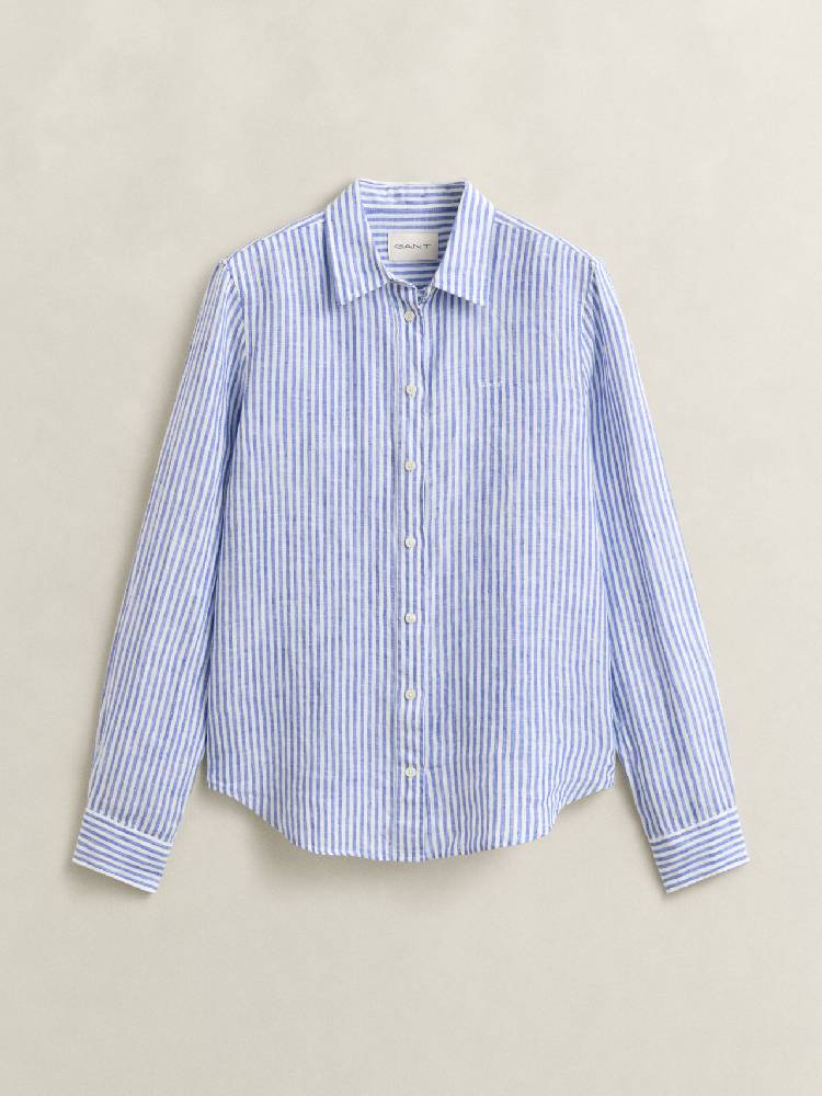 Reg Striped Linen Ls Shirt