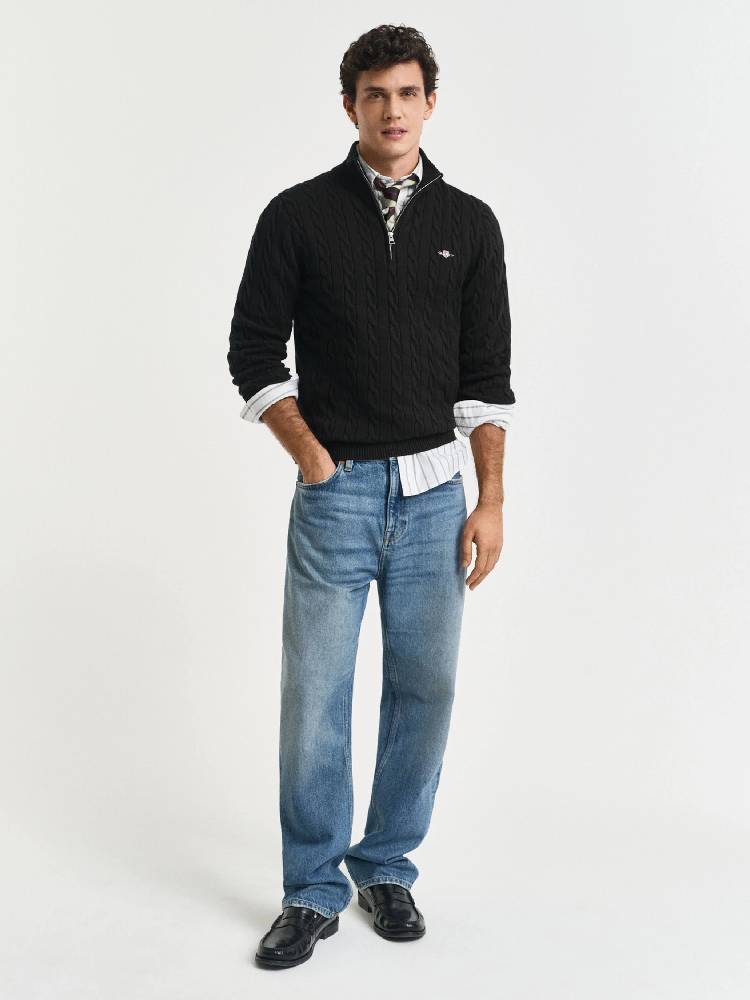 COTTON CABLE HALF ZIP