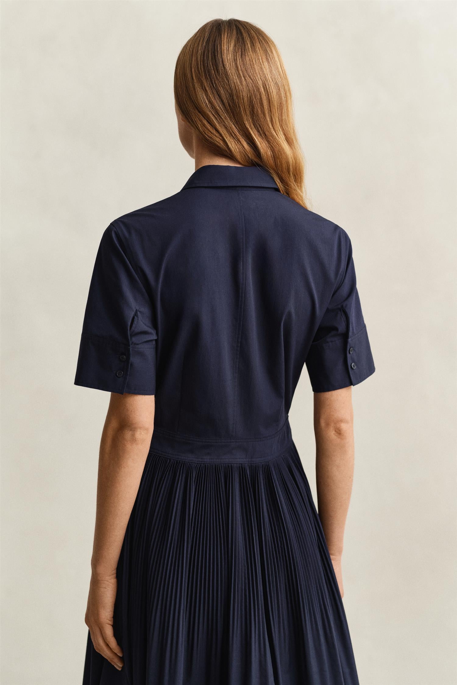 Ctn Pleated Ss Shirt Dress