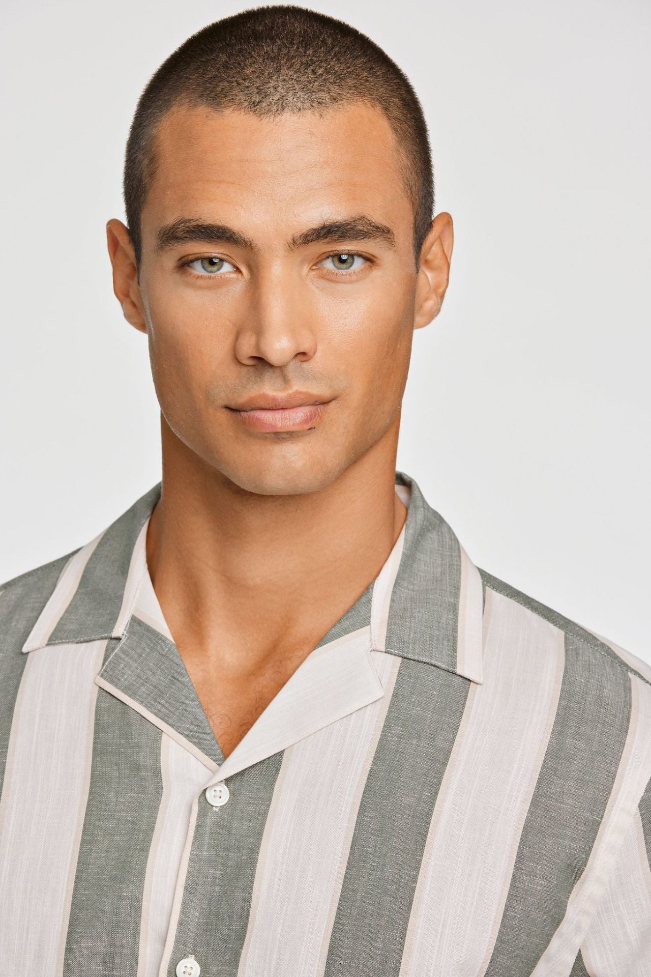 Striped linen/cotton shirt S/S
