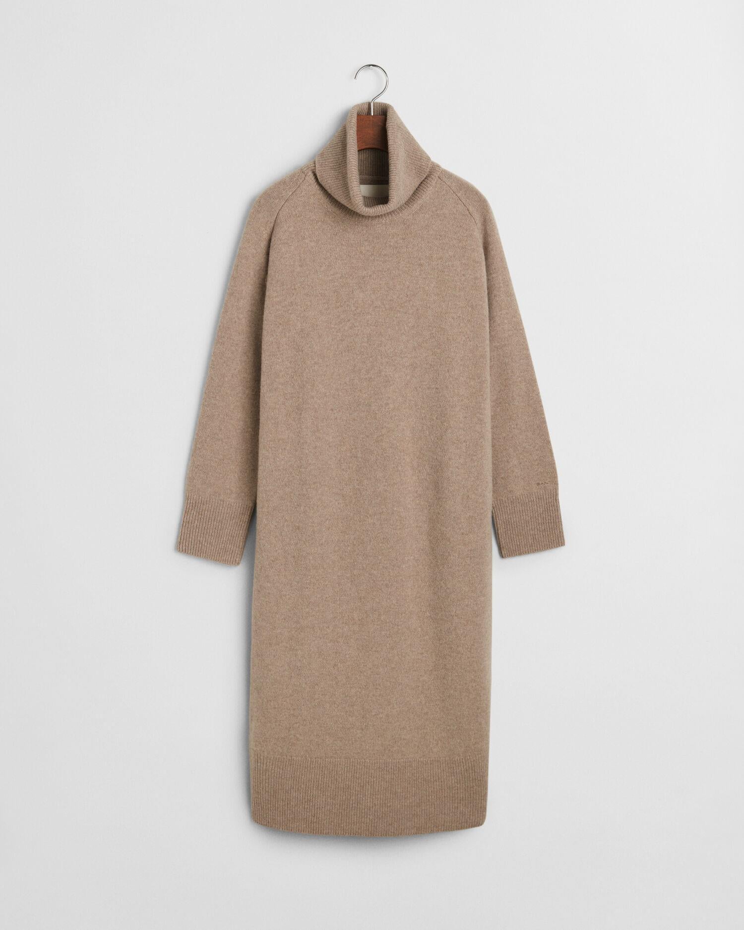 HERRINGBONE DETAIL ROLLNECK DRESS