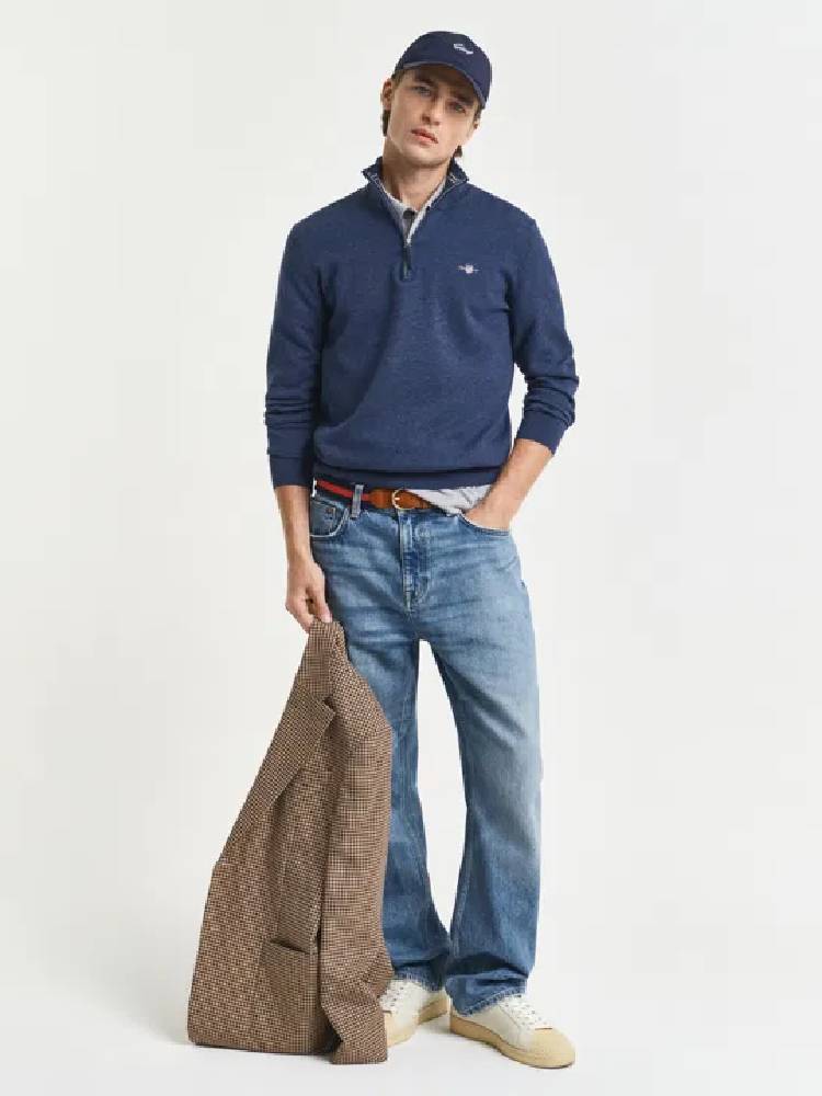 Klassisk Bomullsgenser Med Half-Zip