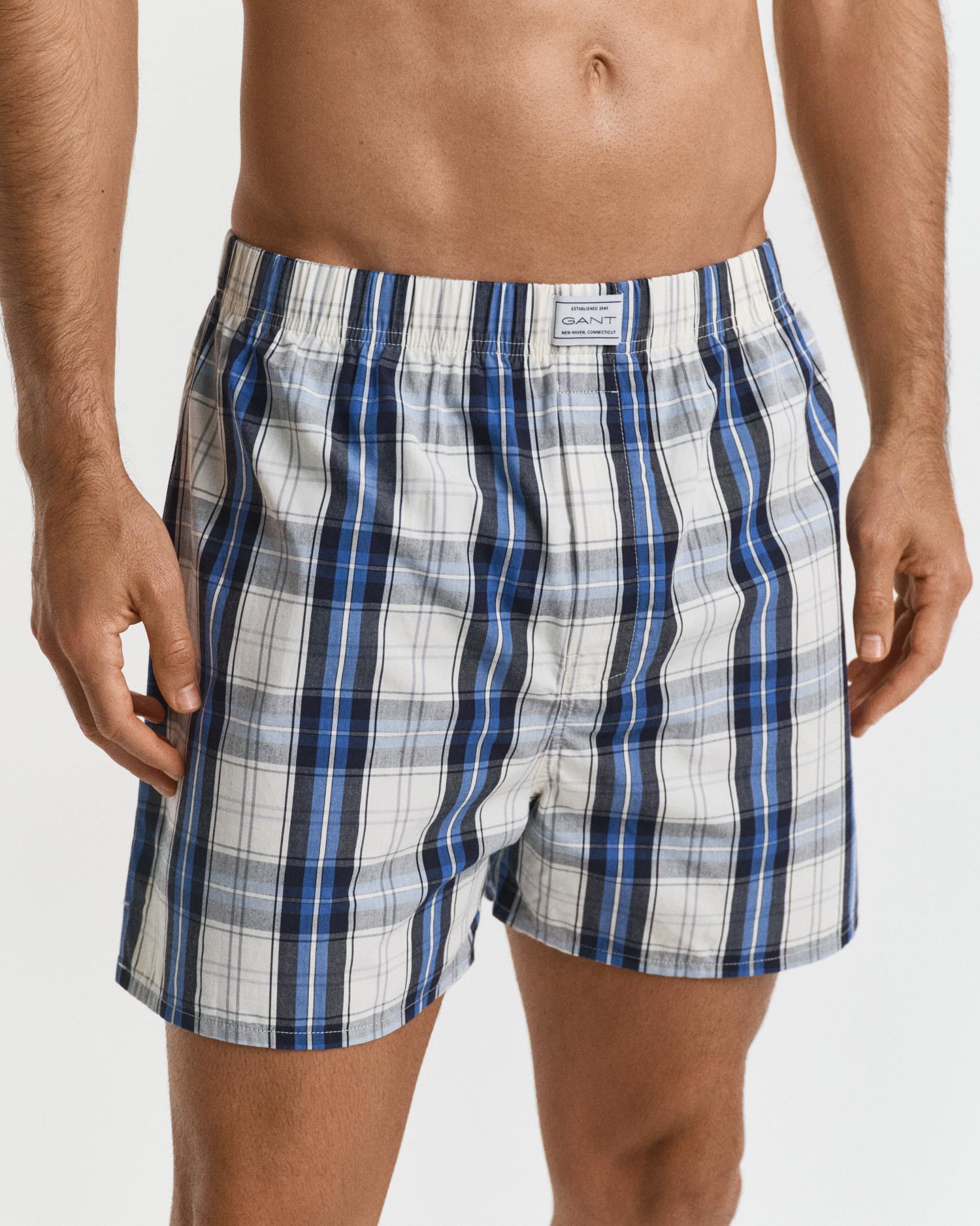 Check And Solid Boxer Shorts 2-P