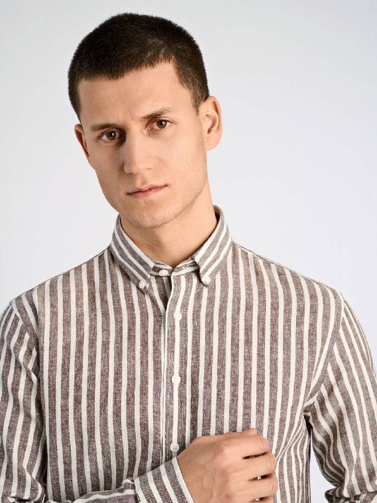 Striped cotton/linen shirt L/S