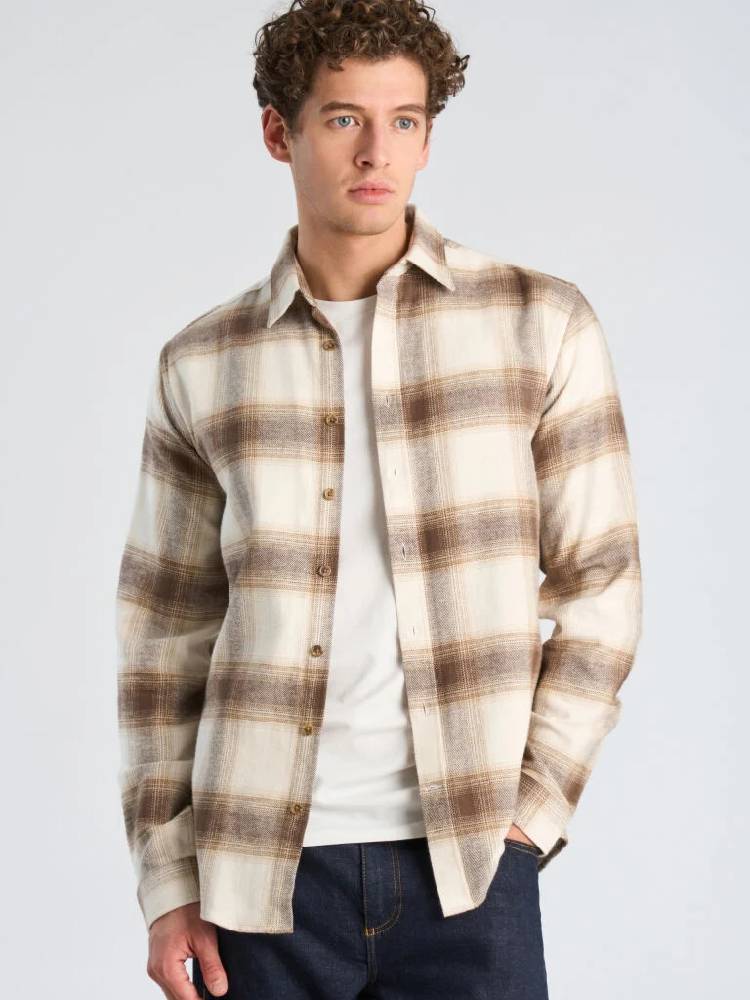 Heavy checked twill shirt