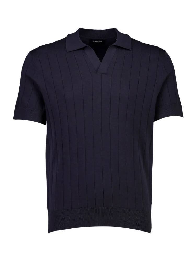 Open collar knitted polo S/S
