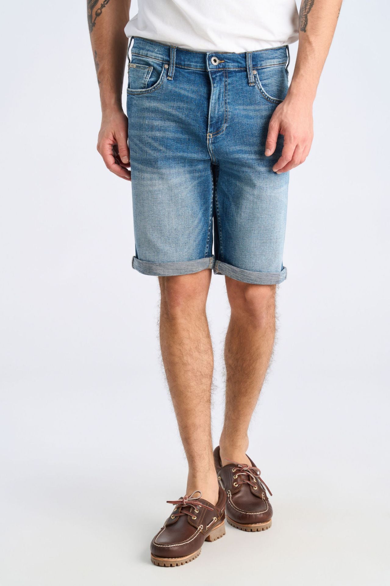 Stretch denim shorts