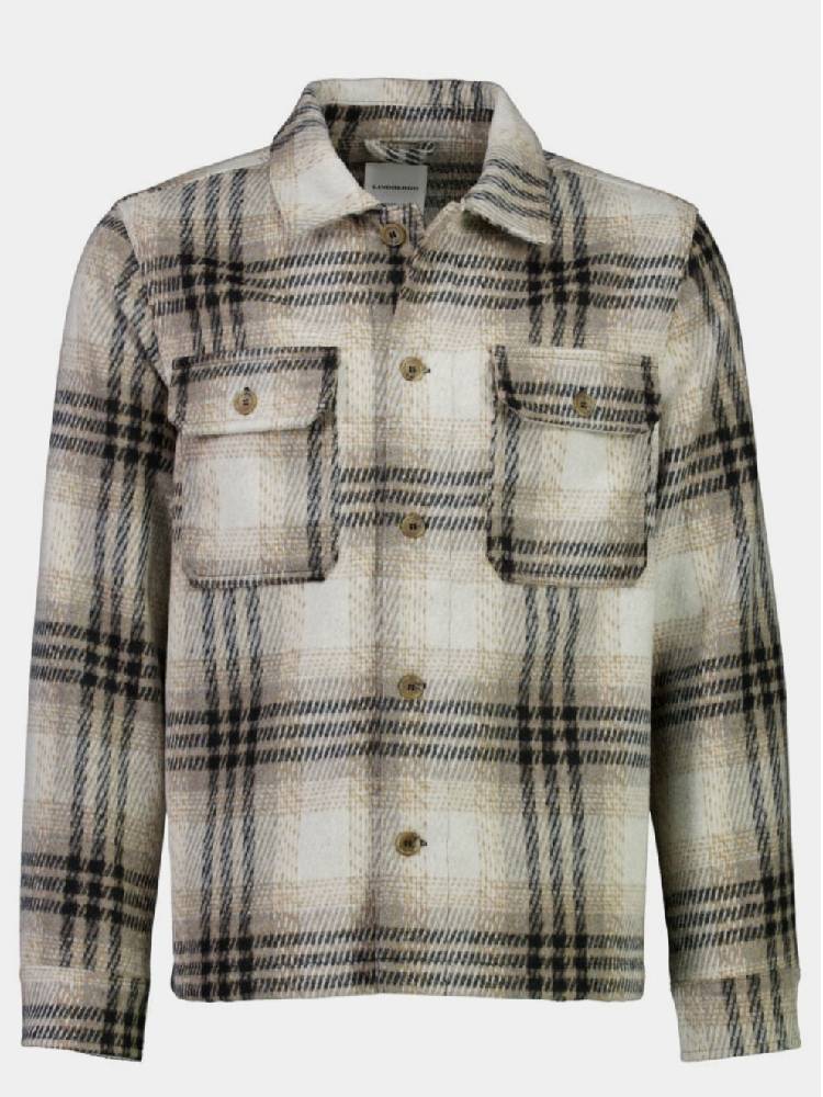 Wool touch check overshirt