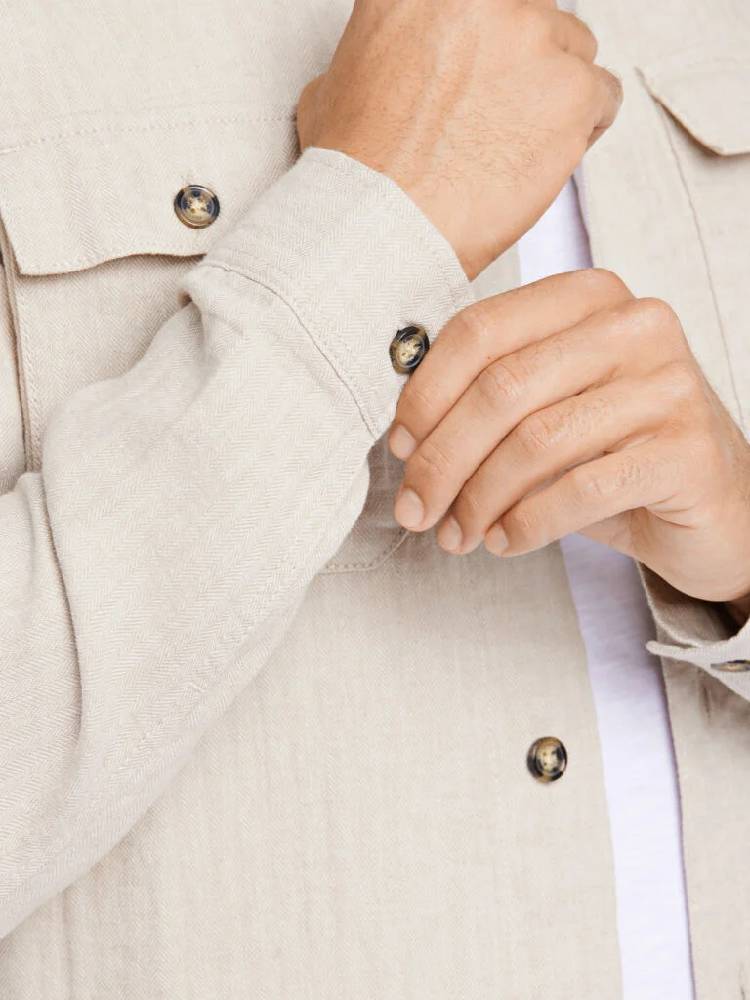 Linen blend overshirt L/S