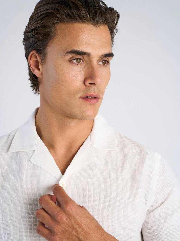 Solid dobby cotton shirt S/S