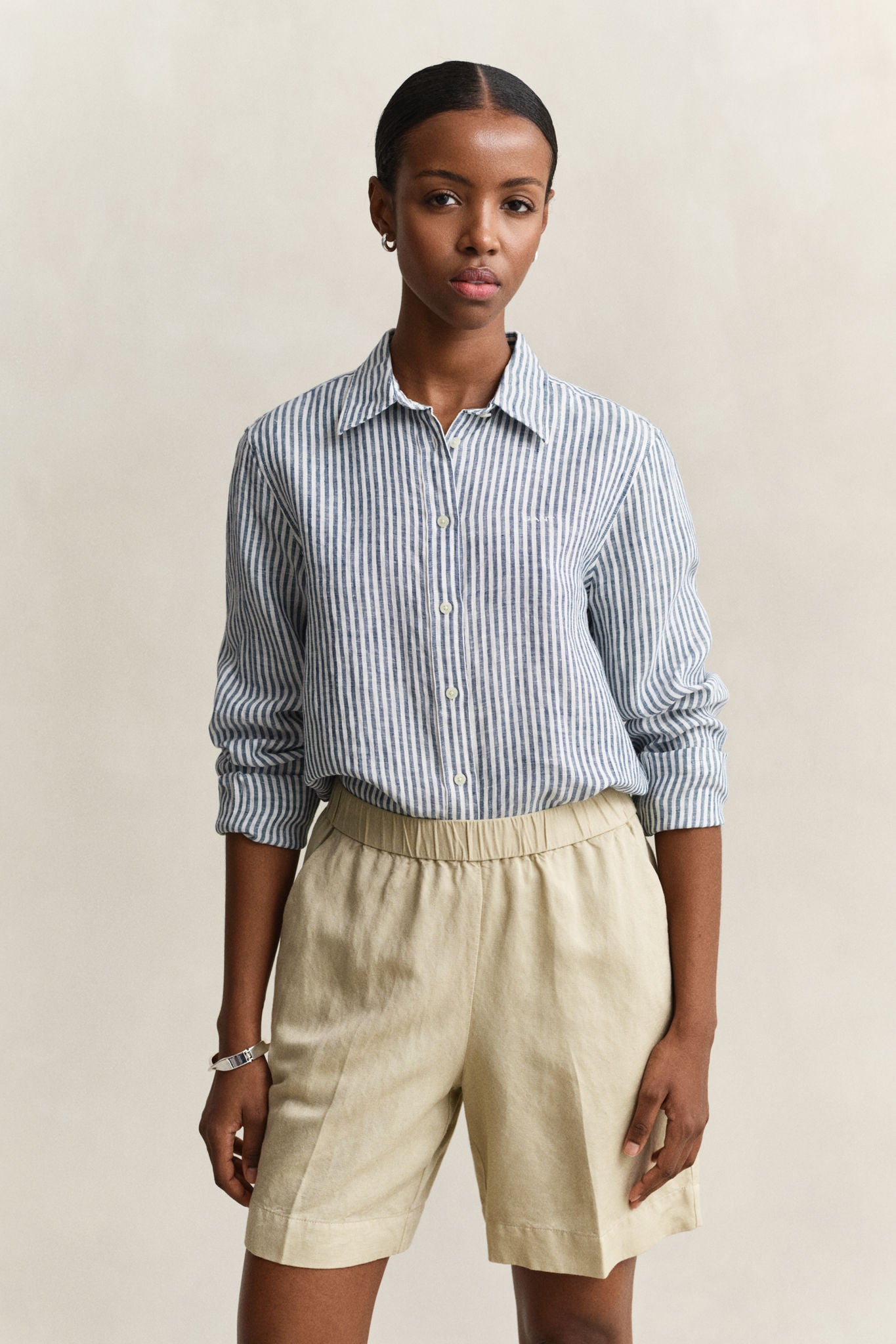 Reg Striped Linen Ls Shirt