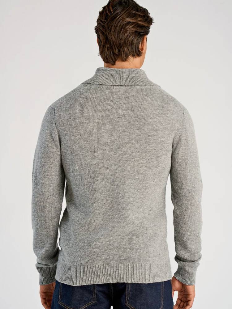 Lambswool shawl collar knit