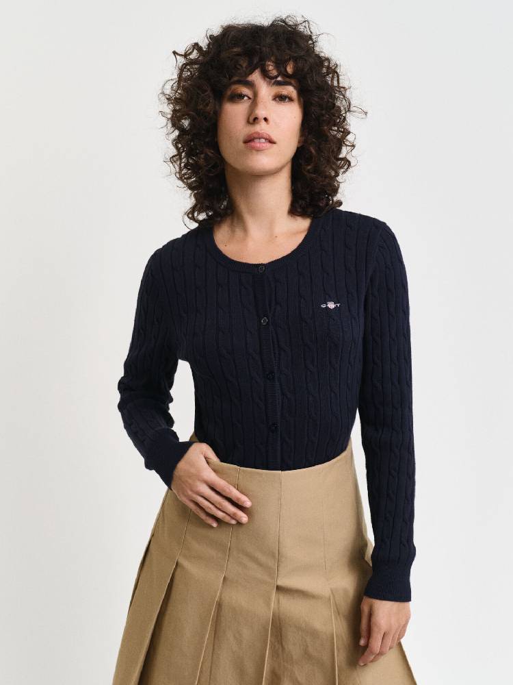 Stretch Cotton Cable Cardigan