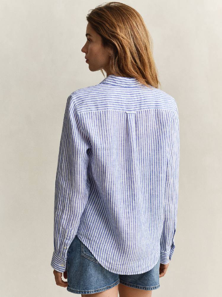 Reg Striped Linen Ls Shirt