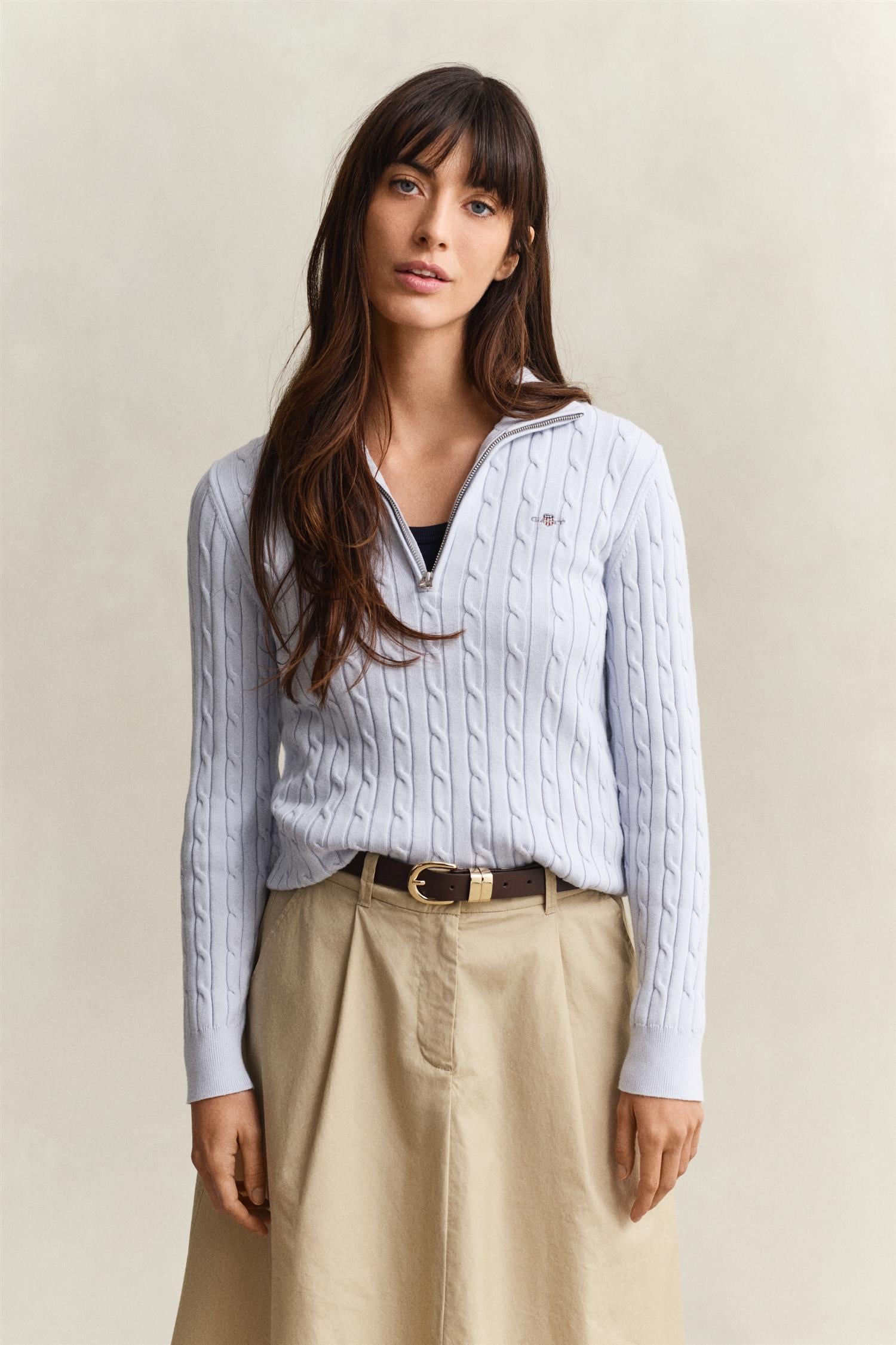 Stretch Cotton Cable Half-Zip